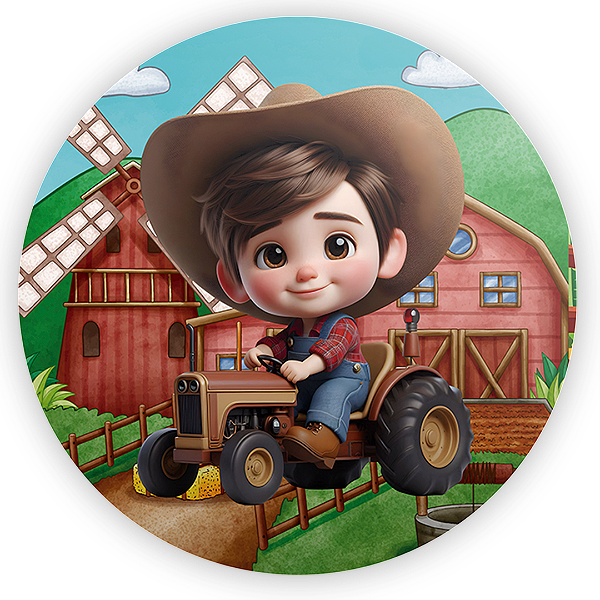 Painel Redondo - Fazendinha Menino - Sublimado 3D