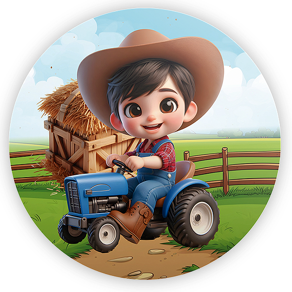 Painel Redondo - Fazendinha Menino - Sublimado 3D