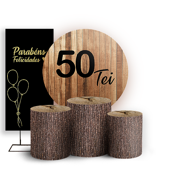 KIT Redondo Trio e Faixa - 50 Anos Madeira - Sublimado 3D