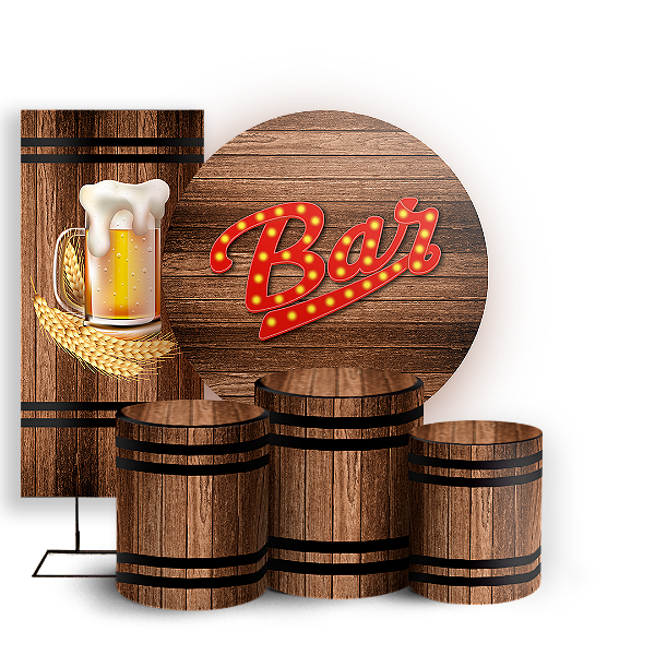 KIT Redondo Trio e Faixa - Boteco Bar - Sublimado 3D