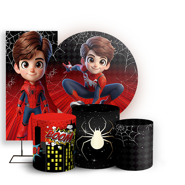 KIT Redondo Trio e Faixa - Homem Aranha - Sublimado 3D