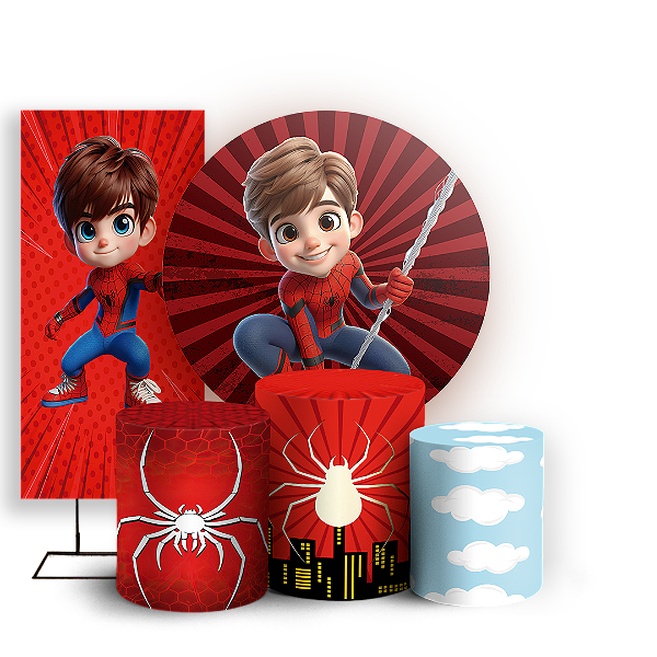 KIT Redondo Trio e Faixa - Homem Aranha - Sublimado 3D