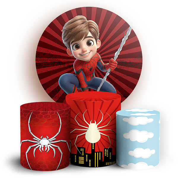KIT Redondo e Trio - Homem Aranha - Sublimado 3D