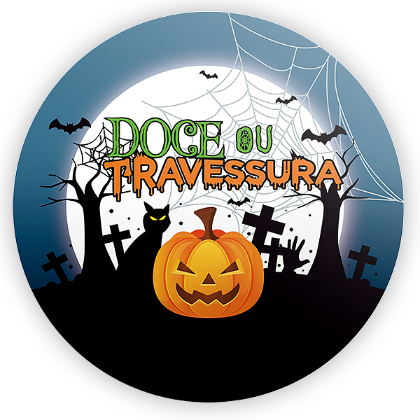 Painel Redondo - Dia das Bruxas Halloween - Sublimado 3D