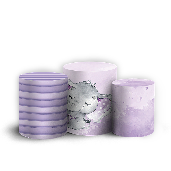 Capas Trio Cilindro Sublimado Vest Facil - Elefante Rosa