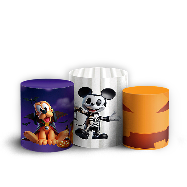 Capas Trio Cilindro Sublimado Vest Facil - Mickey Dia das Bruxas Halloween