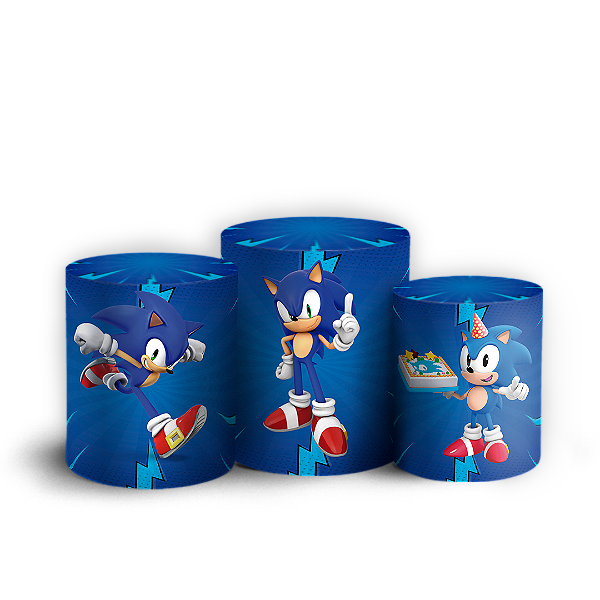 Capas Trio Cilindro Sublimado Vest Facil - Sonic