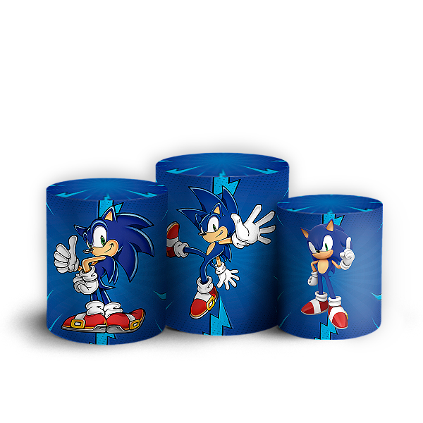 Capas Trio Cilindro Sublimado Vest Facil - Sonic