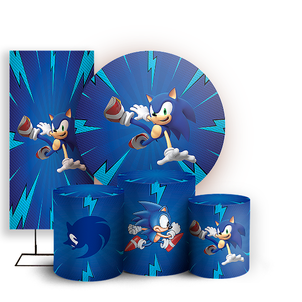 KIT Redondo Trio e Faixa - Sonic - Sublimado 3D