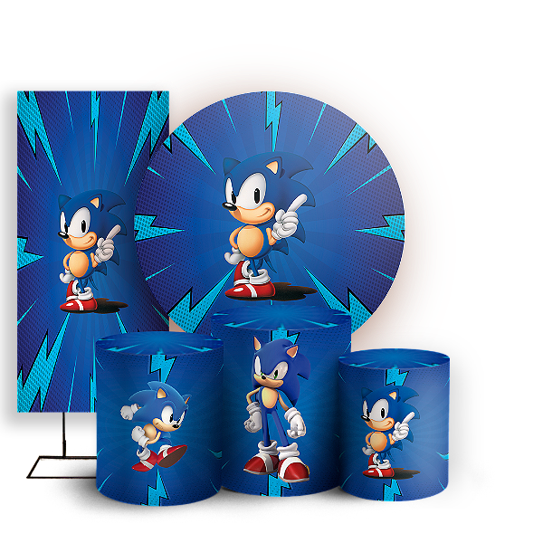 KIT Redondo Trio e Faixa - Sonic - Sublimado 3D
