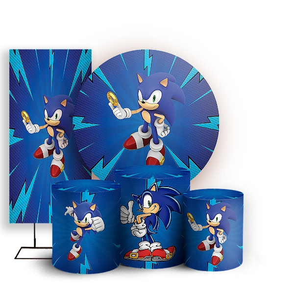 KIT Redondo Trio e Faixa - Sonic - Sublimado 3D