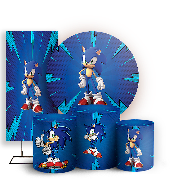 KIT Redondo Trio e Faixa - Sonic - Sublimado 3D
