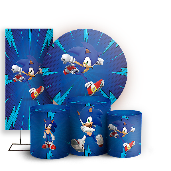 KIT Redondo Trio e Faixa - Sonic - Sublimado 3D