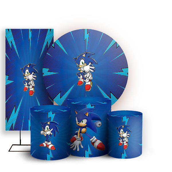KIT Redondo Trio e Faixa - Sonic - Sublimado 3D