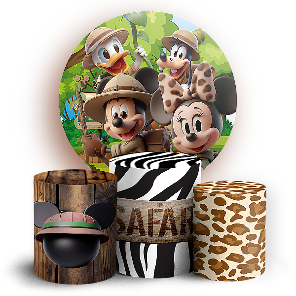 KIT Redondo e Trio - Mickey Safari - Sublimado 3D