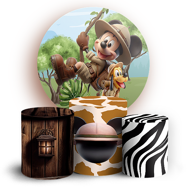 KIT Redondo e Trio - Mickey Safari - Sublimado 3D
