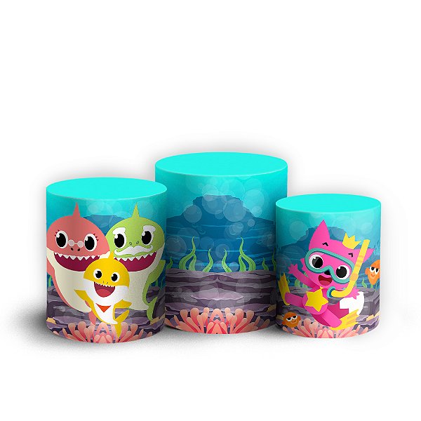 Capas Trio Cilindro Sublimado Vest Facil - Baby Shark