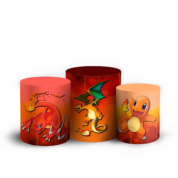 Capas Trio Cilindro Sublimado Vest Facil - Pokemon Charmander
