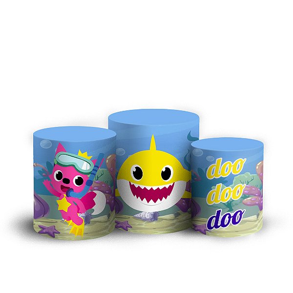 Trio Cilindro - Baby Shark - Sublimado 3D + Elástico
