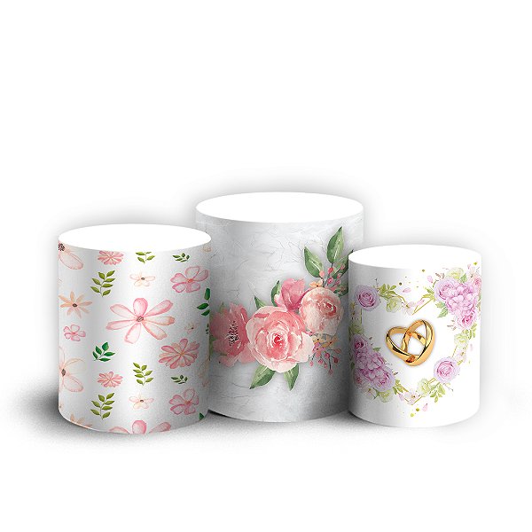 Trio Cilindro - Casamento Aliancas - Sublimado 3D + Elástico