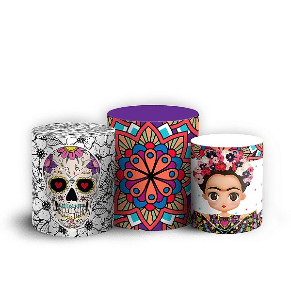 Trio Cilindro - Frida Kahlo - Sublimado 3D + Elástico