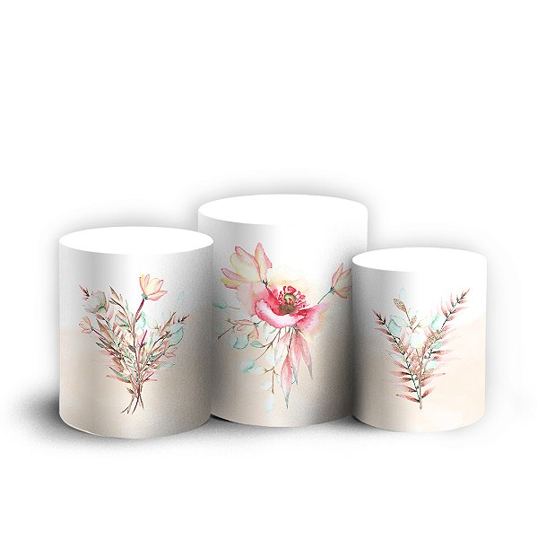 Capas Trio Cilindro Sublimado Vest Facil - Floral