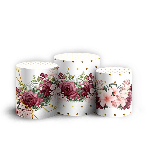 Trio Cilindro - Floral - Sublimado 3D + Elástico