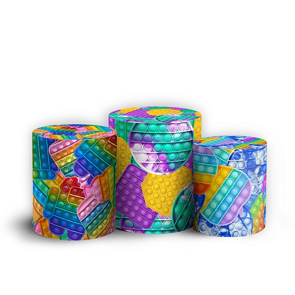 Trio Cilindro - Pop It Fidget Toys - Sublimado 3D + Elástico