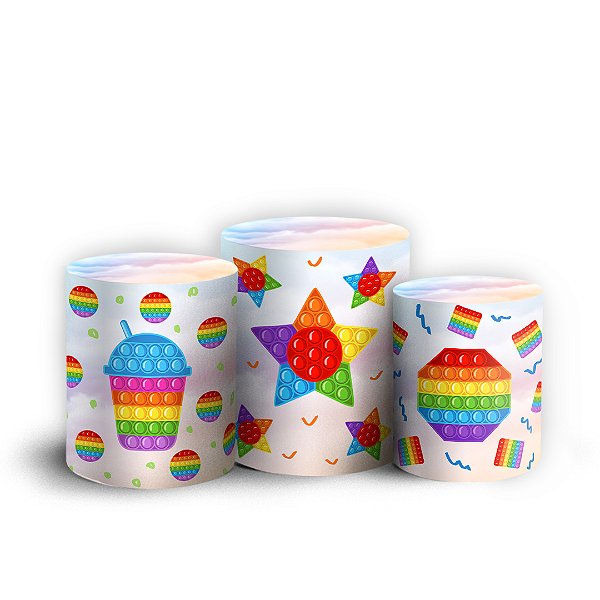 Trio Cilindro - Pop It Fidget Toys - Sublimado 3D + Elástico