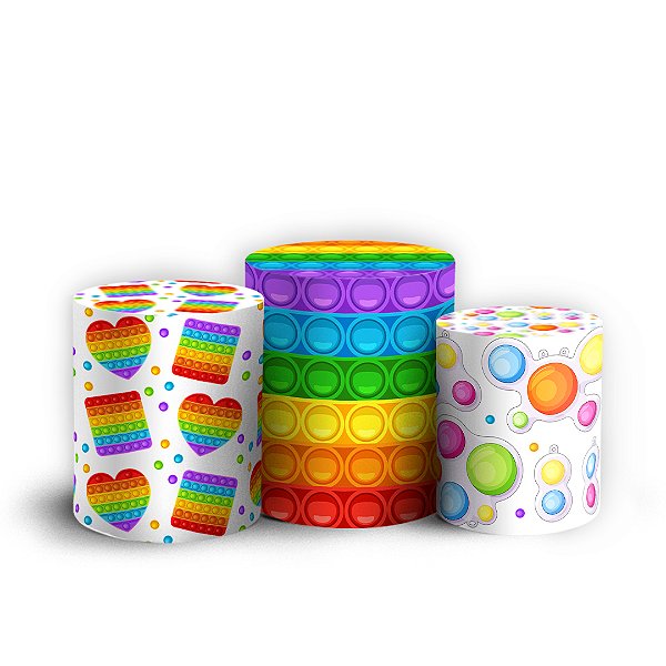 Trio Cilindro - Pop It Fidget Toys - Sublimado 3D + Elástico