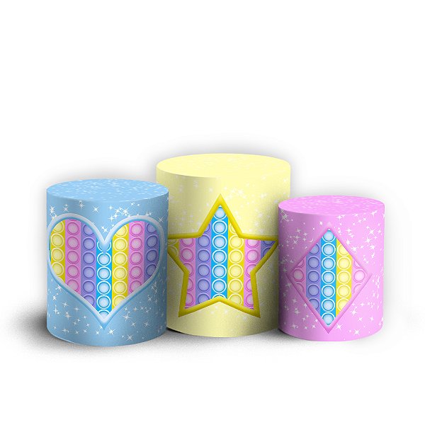 Trio Cilindro - Pop It Fidget Toys - Sublimado 3D + Elástico