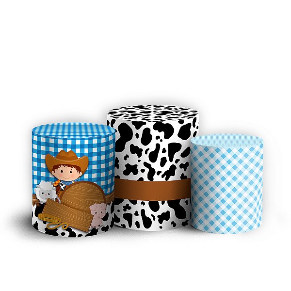Capas Trio Cilindro Sublimado Vest Facil - Fazendinha Azul