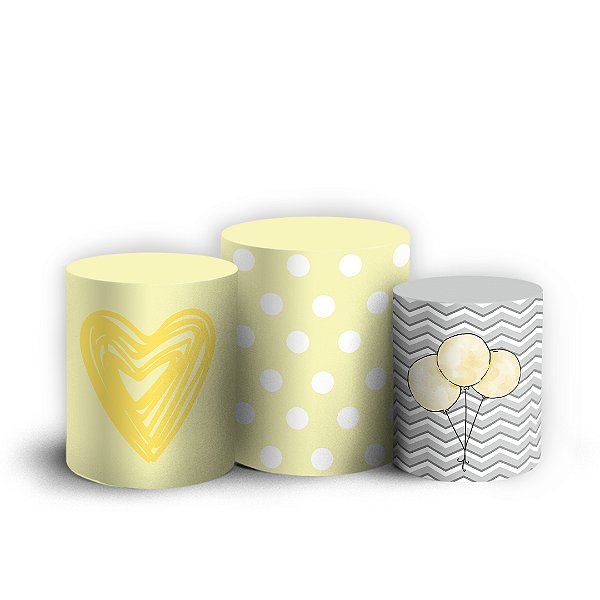 Capas Trio Cilindro Sublimado Vest Facil - Elefante Cute Amarelo