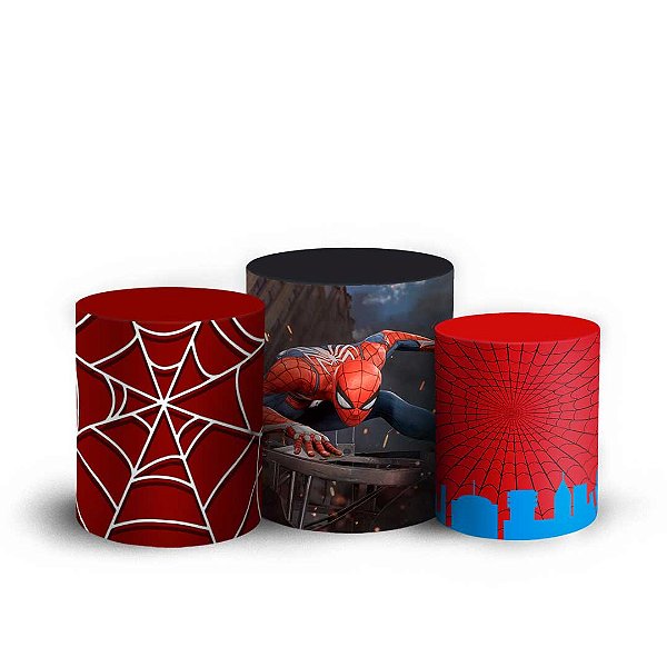 Capas Trio Cilindro Sublimado Vest Facil - Homem aranha