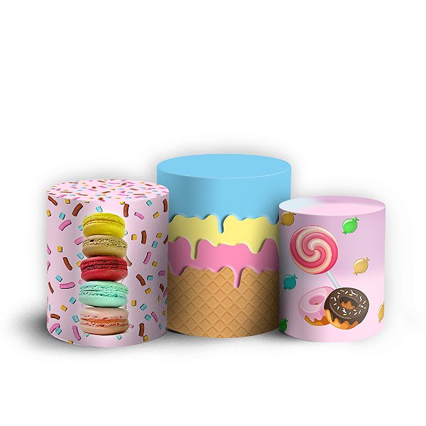 Capas Trio Cilindro Sublimado Vest Facil - Doces