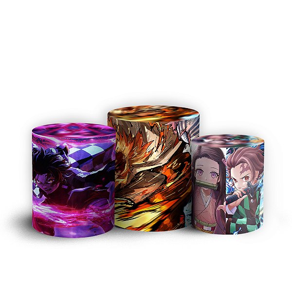 Capas Trio Cilindro Sublimado Vest Facil - Demon Slayer