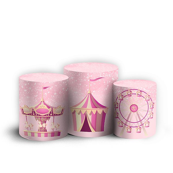 Capas Trio Cilindro Sublimado Vest Facil - Circo Rosa
