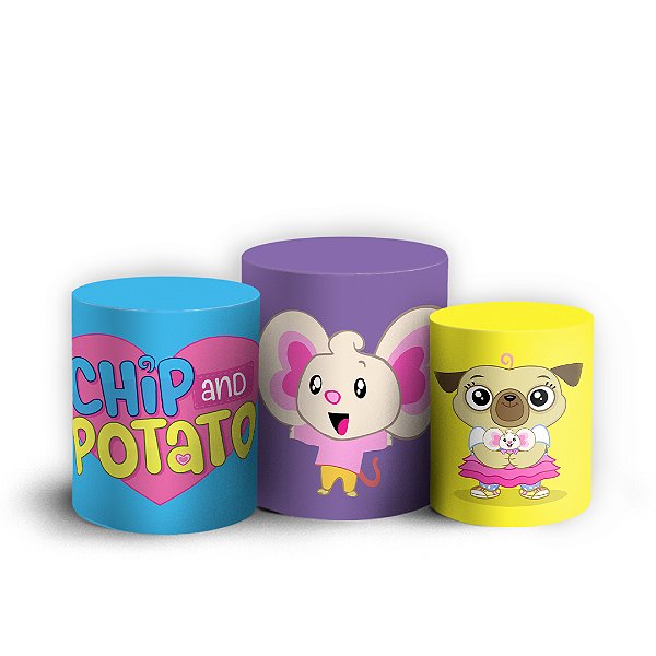Capas Trio Cilindro Sublimado Vest Facil - Chip e Potato