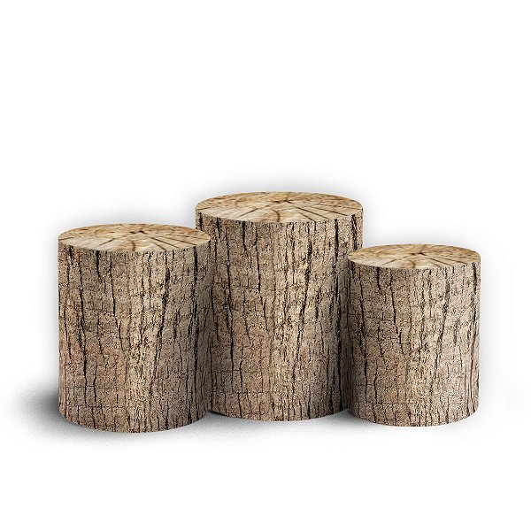 Trio Cilindro - Chapeuzinho Vermelho - Madeira Tronco - Sublimado 3D + Elástico