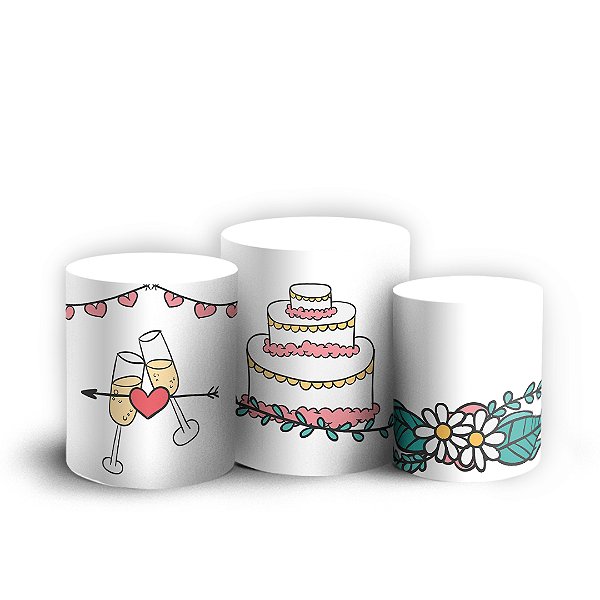 Trio Cilindro - Casamento - Sublimado 3D + Elástico