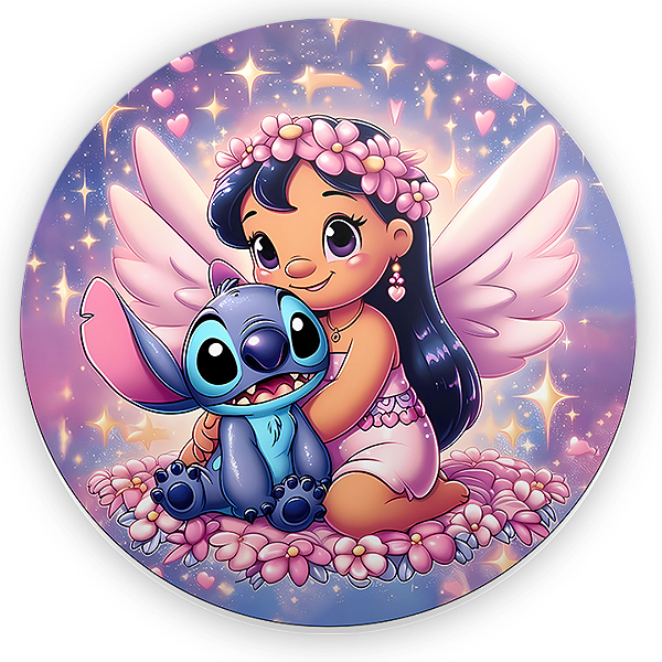 Painel Redondo - Lilo Stitch - Sublimado 3D
