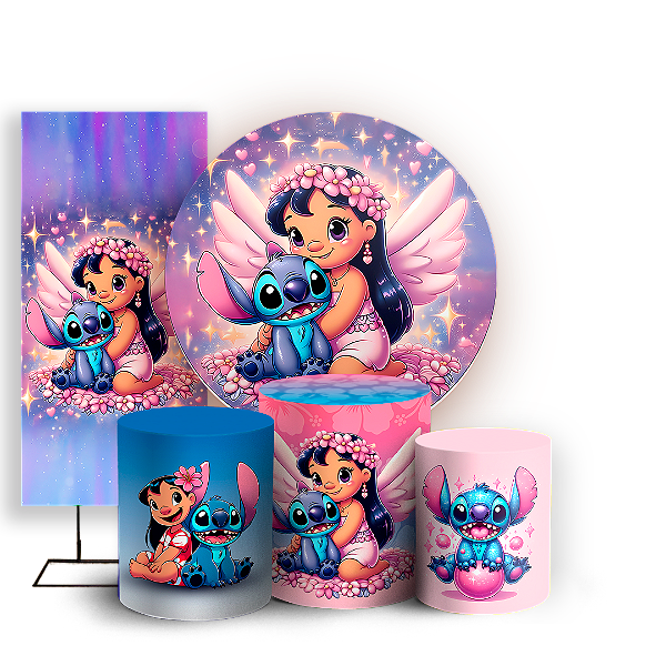 KIT Redondo Trio e Faixa - Lilo Stitch - Sublimado 3D