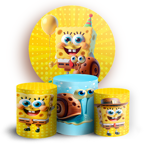 KIT Redondo e Trio - Bob Esponja - Sublimado 3D