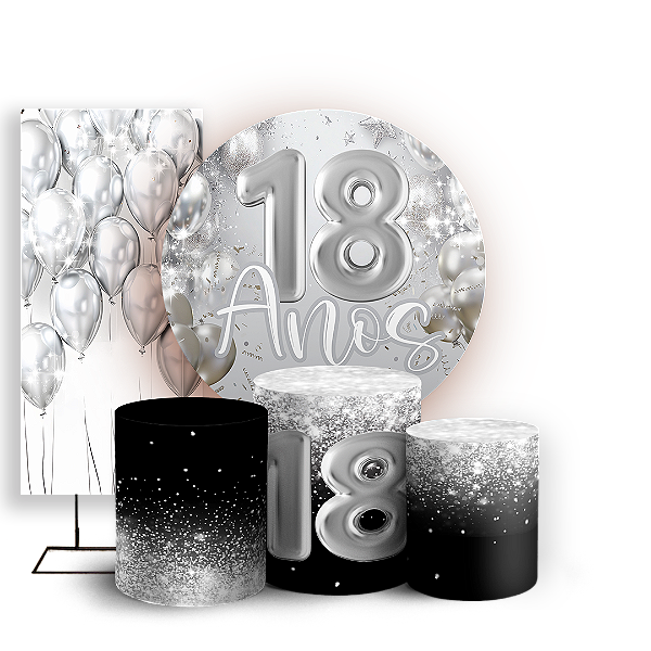 KIT Redondo Trio e Faixa - 18 Anos - Sublimado 3D