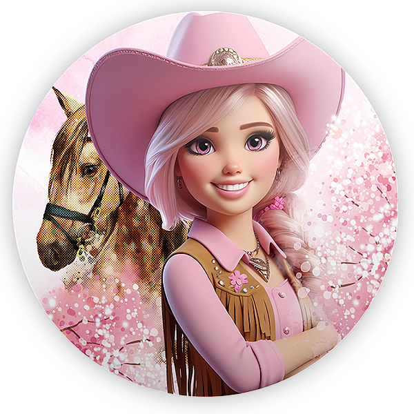 Painel Redondo - Barbie Boiadeira - Sublimado 3D