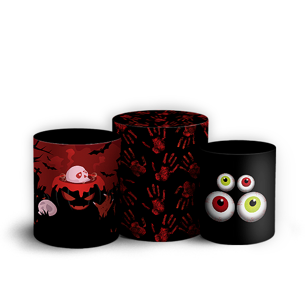 Trio Cilindro - Dia das Bruxas Halloween - Sublimado 3D + Elástico