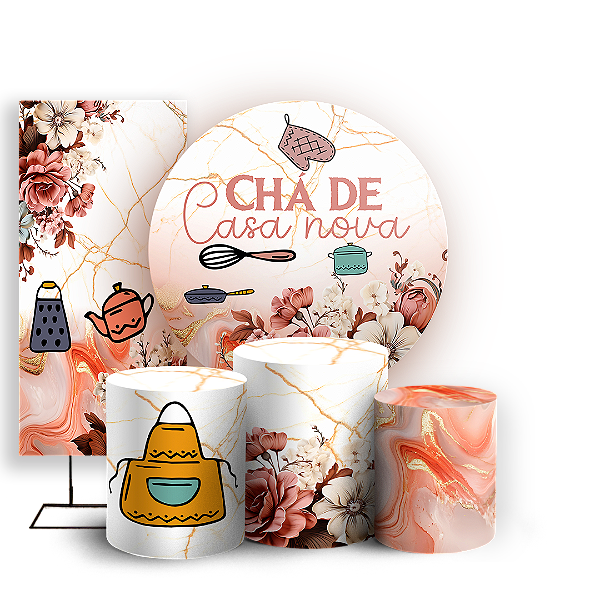 KIT Redondo Trio e Faixa - Cha De Casa Nova - Sublimado 3D
