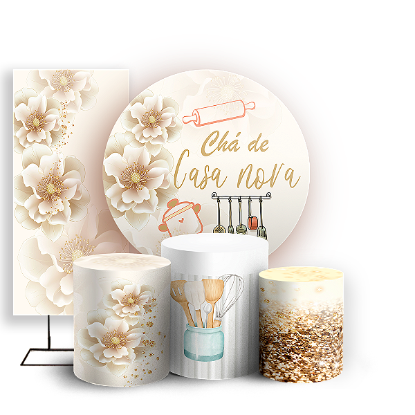 KIT Redondo Trio e Faixa - Cha De Casa Nova - Sublimado 3D