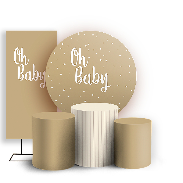 KIT Redondo Trio e Faixa - Oh Baby - Sublimado 3D