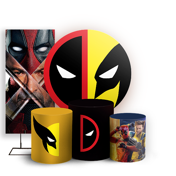 KIT Redondo Trio e Faixa - Dead Pool e Wolverine - Sublimado 3D